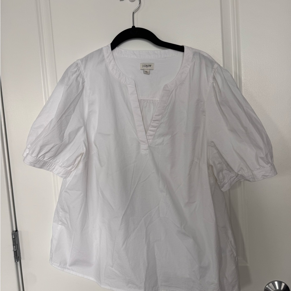 J. Crew White Blouse with puff sleeves